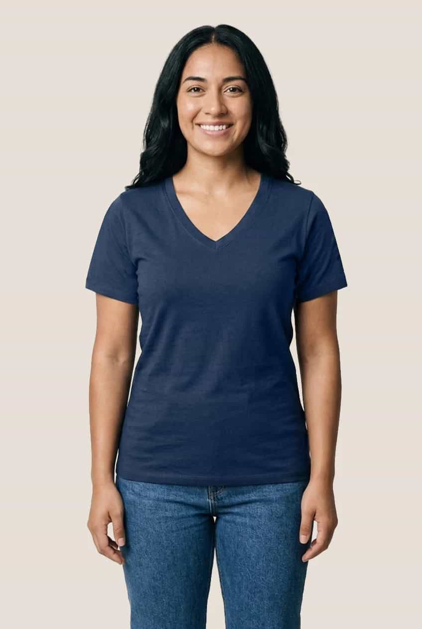 T-shirt col en V - Femme miniature 1