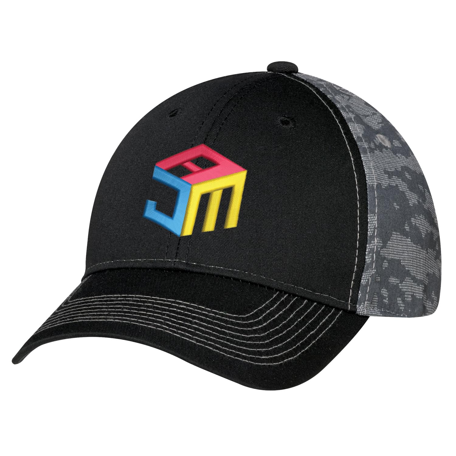 Polycoton / Toile de coton, Casquette 6 panneaux ajustée (Camouflage urbain)