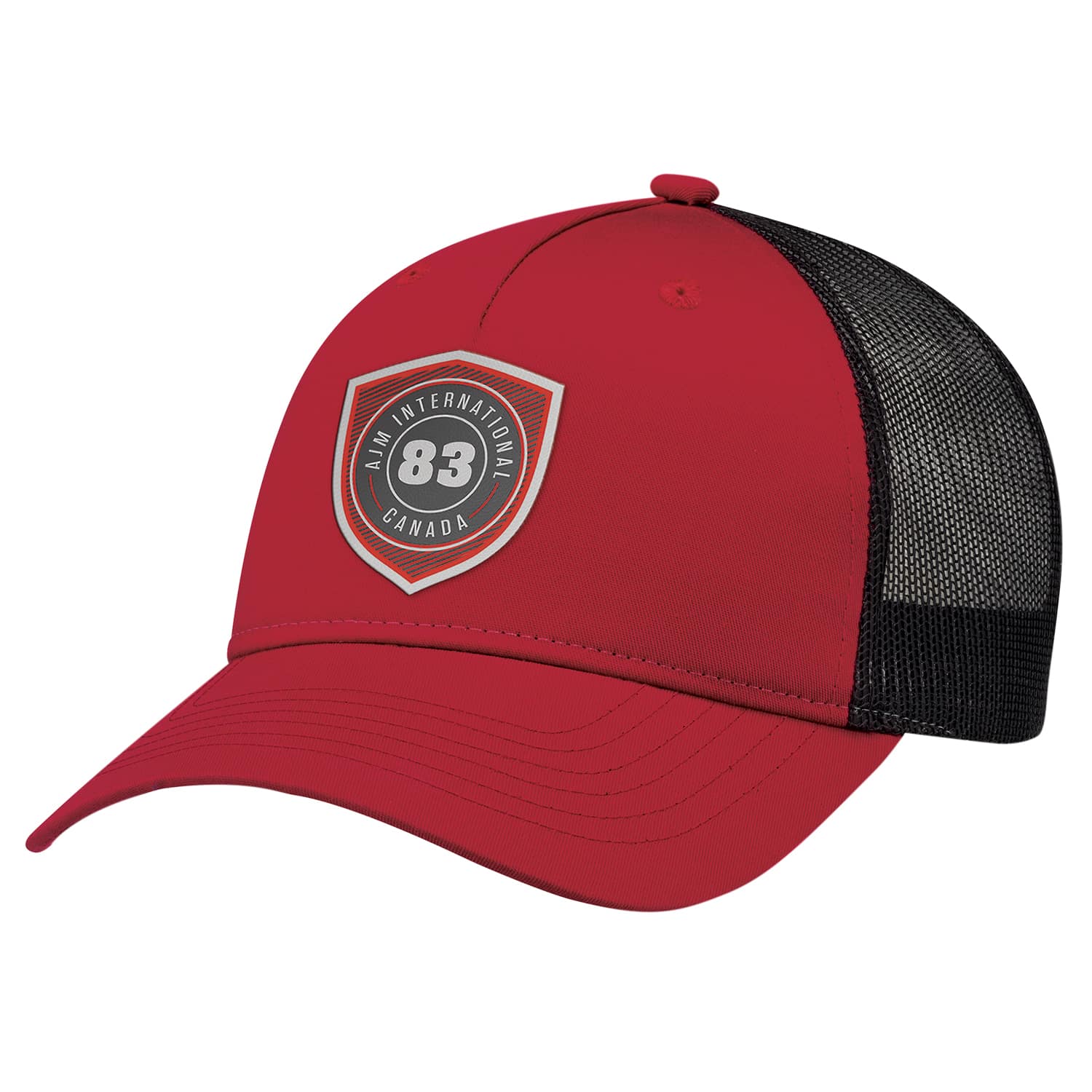 Maille polycoton / polyester, casquette 5 panneaux ajustée (dos en maille)