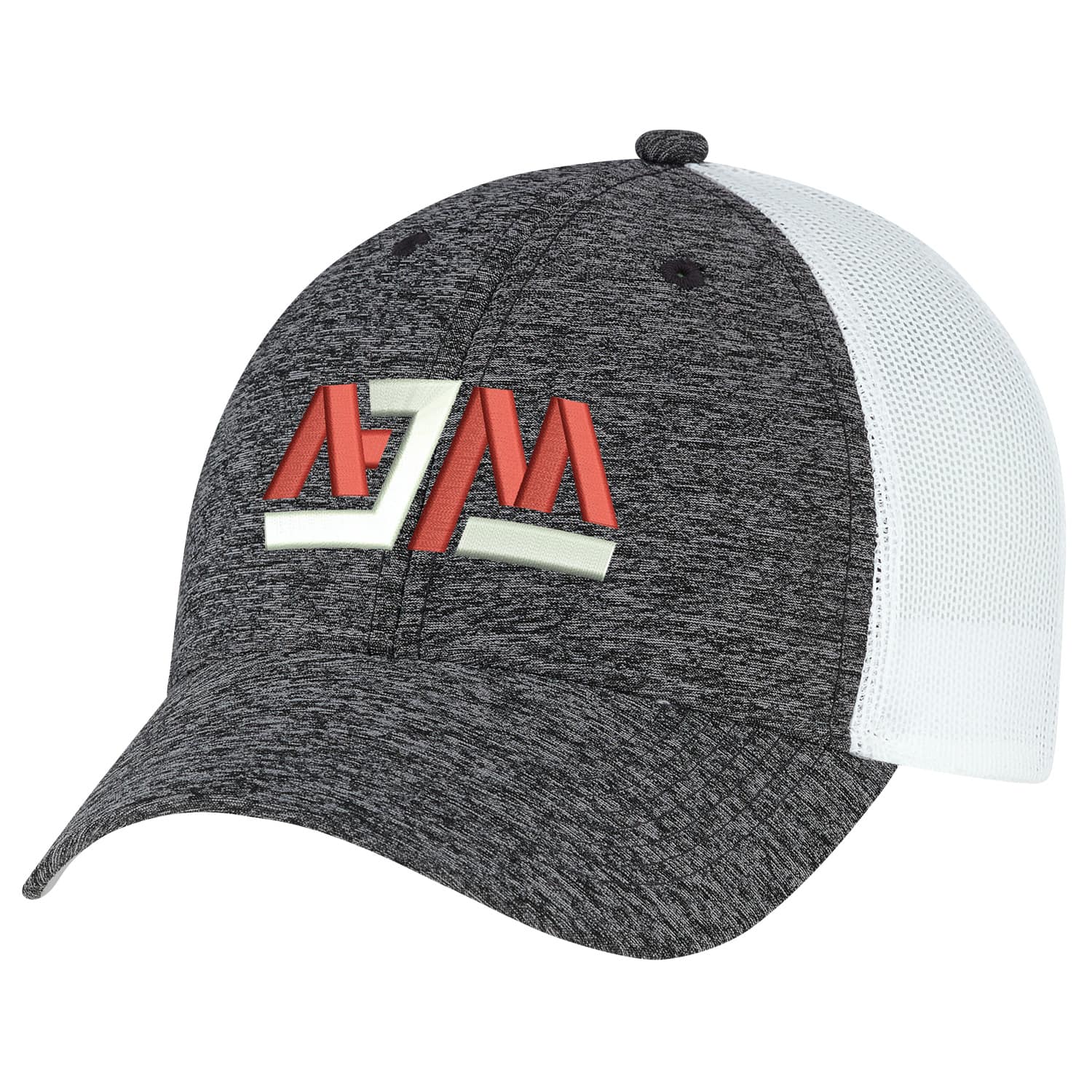 Marl en polyester / Maille polyester douce, Casquette 6 panneaux ajustée (Dos en maille)