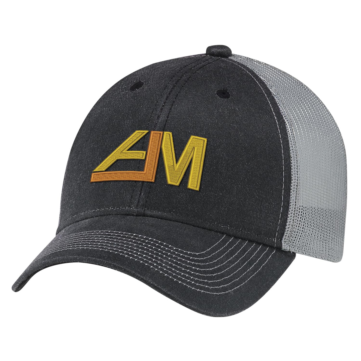 Casquette en polycoton vieilli / Maille polyester douce, 6 panneaux construits ajustés (dos en maille)