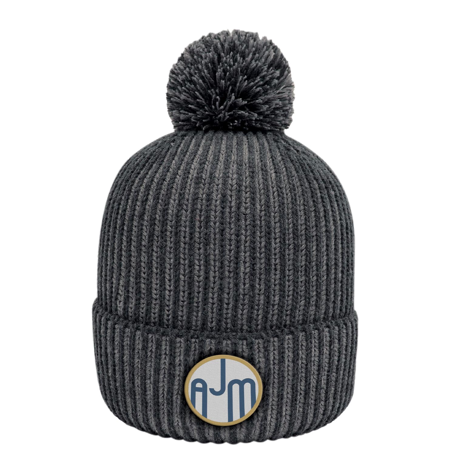 Tuque en acrylique avec revers et coutures plates (Pompon 8 cm)