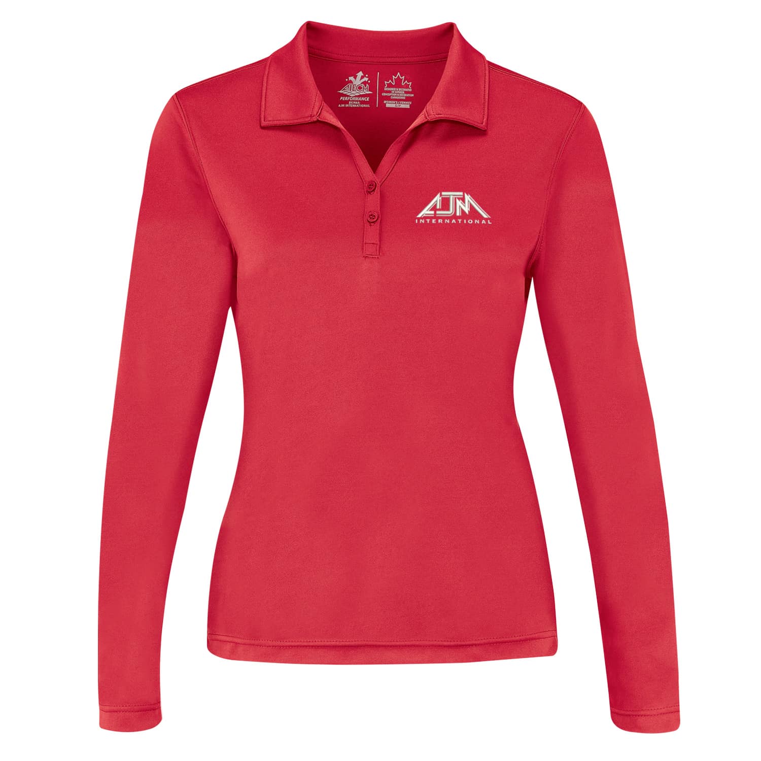 Polos performance à manches longues pour femmes :: 100 % polyester tricot piqué. 155 g/m2 - 4,5 oz/yd2