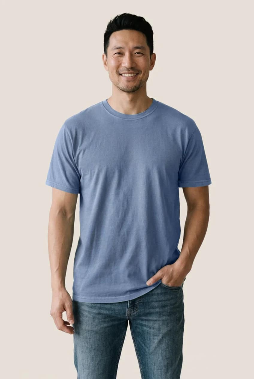 T-shirt col rond «vintage wash»